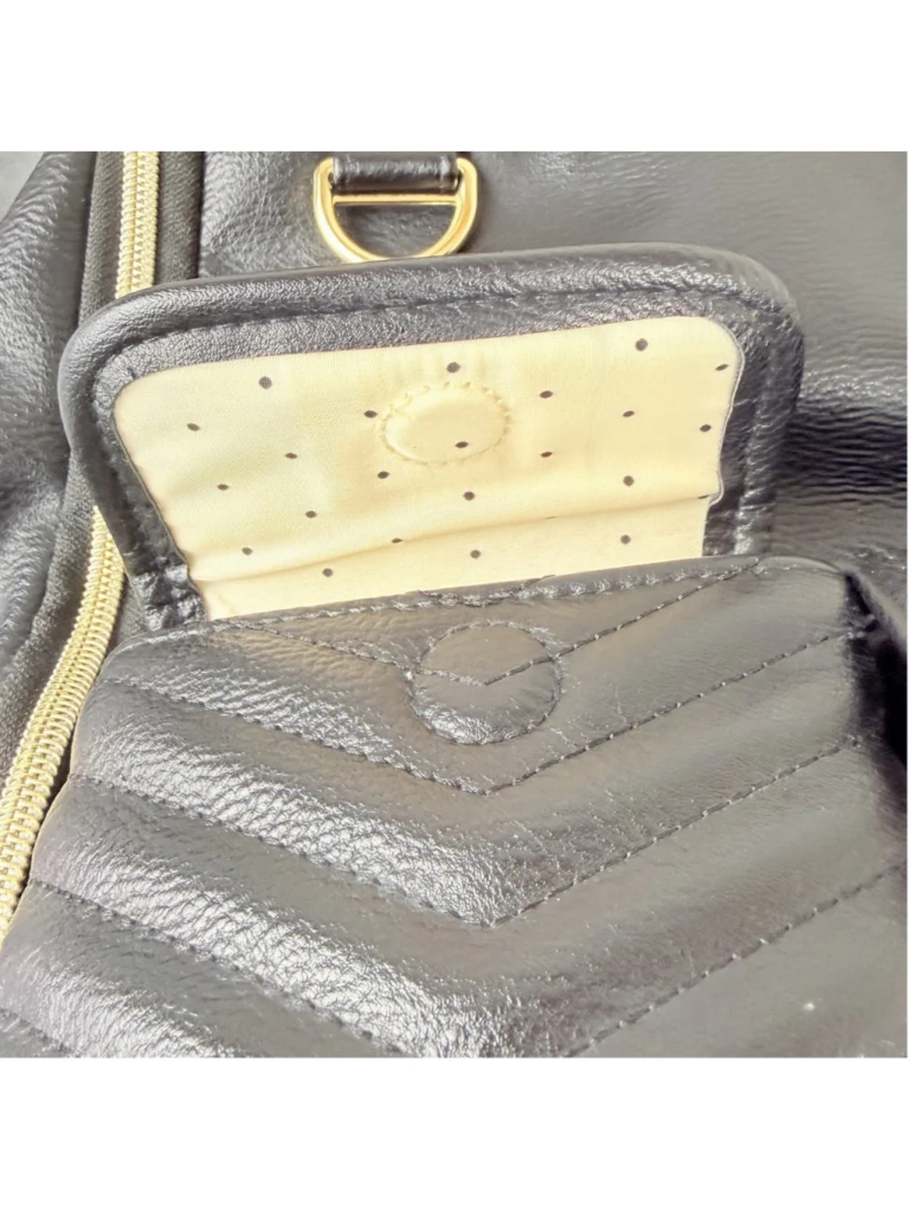 ITZY RITZY Boss Plus Diaper Backpack Black Vegan Leather Gold Hardware